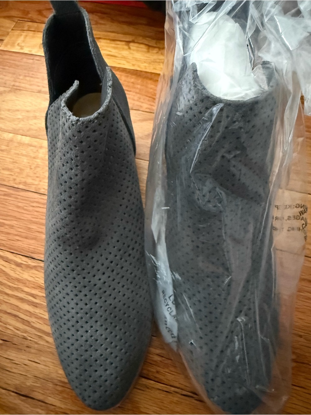 Women’s Grey Perforated Slip-On Bootie